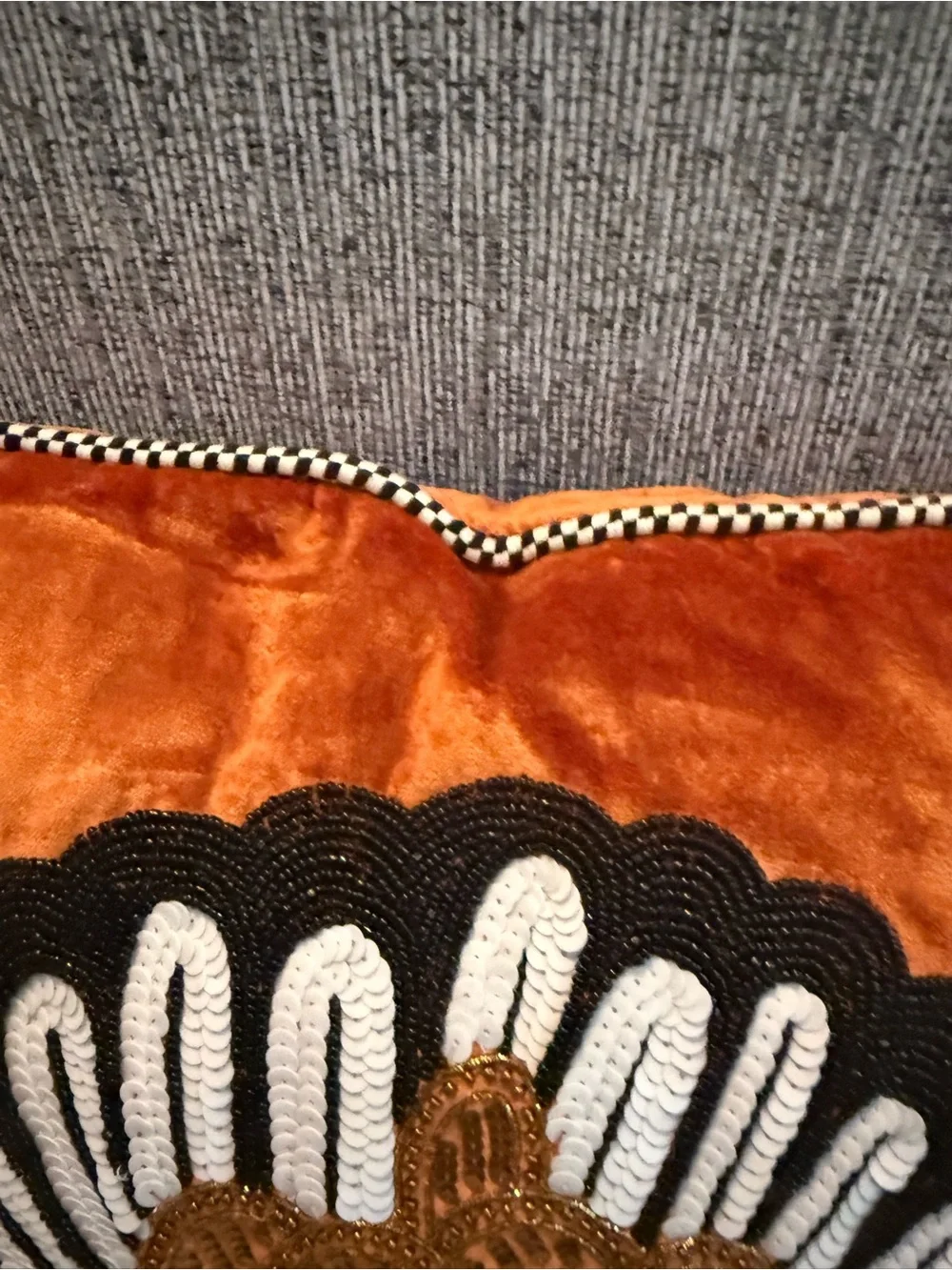 Mackenzie Childs Velvet Turkey Accent Pillow in Orange